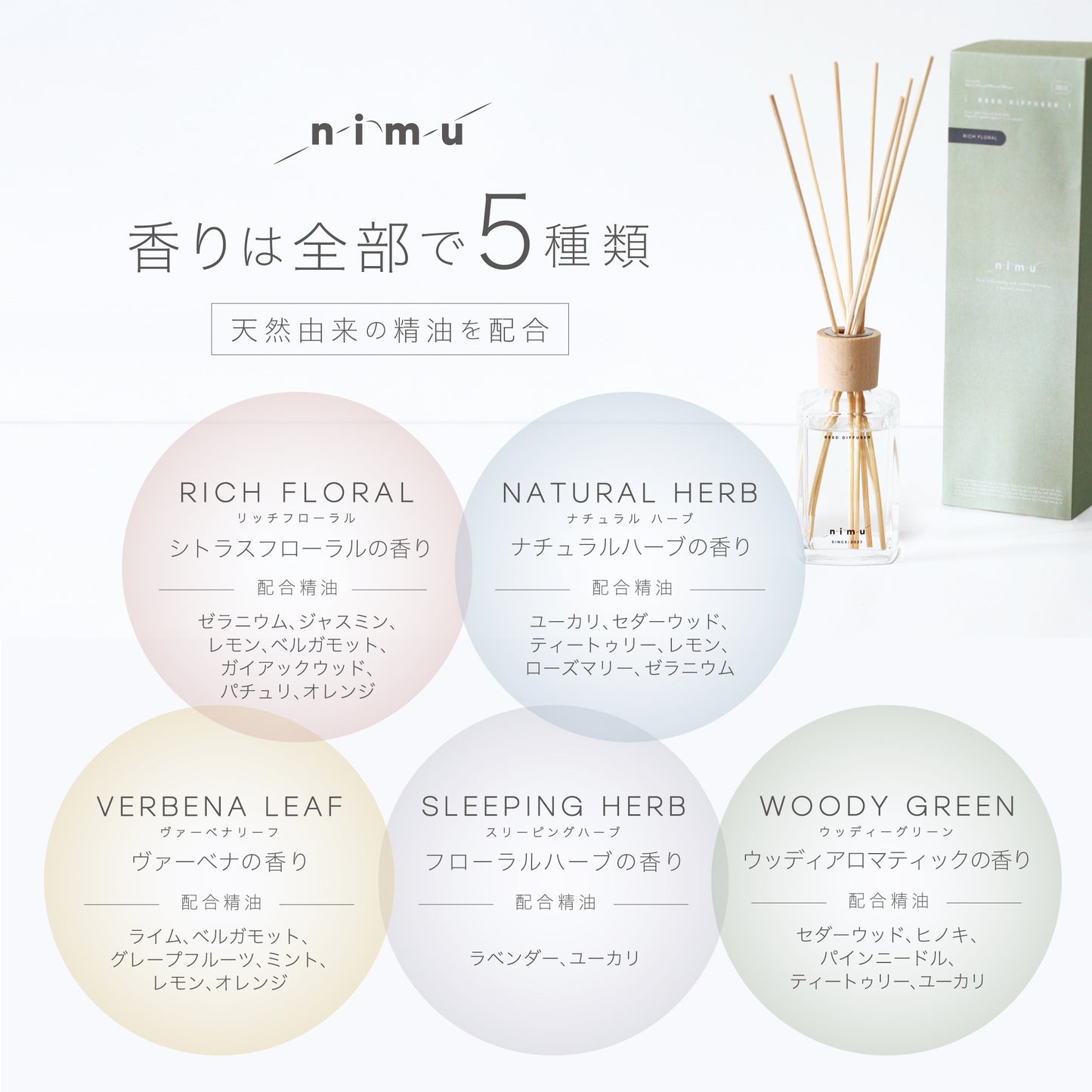 【nimu】リードディフューザー 180ml