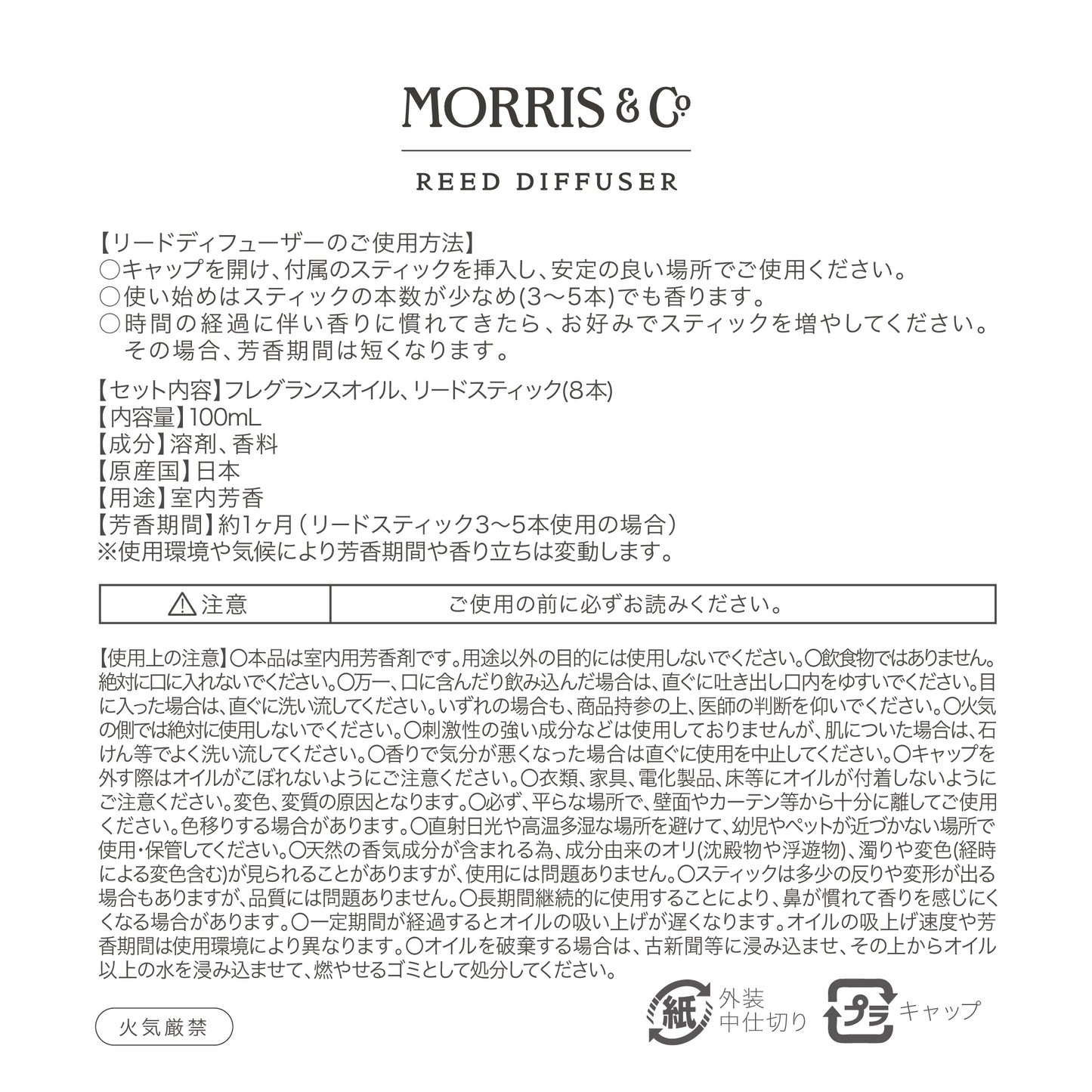 【MORRIS & CO.】FLORAL COLLECTION  モリス リードディフューザー
