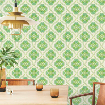 【Linden】ハレルヤシール壁紙 《グリーンアラベスク》DIY 壁紙 リメイク