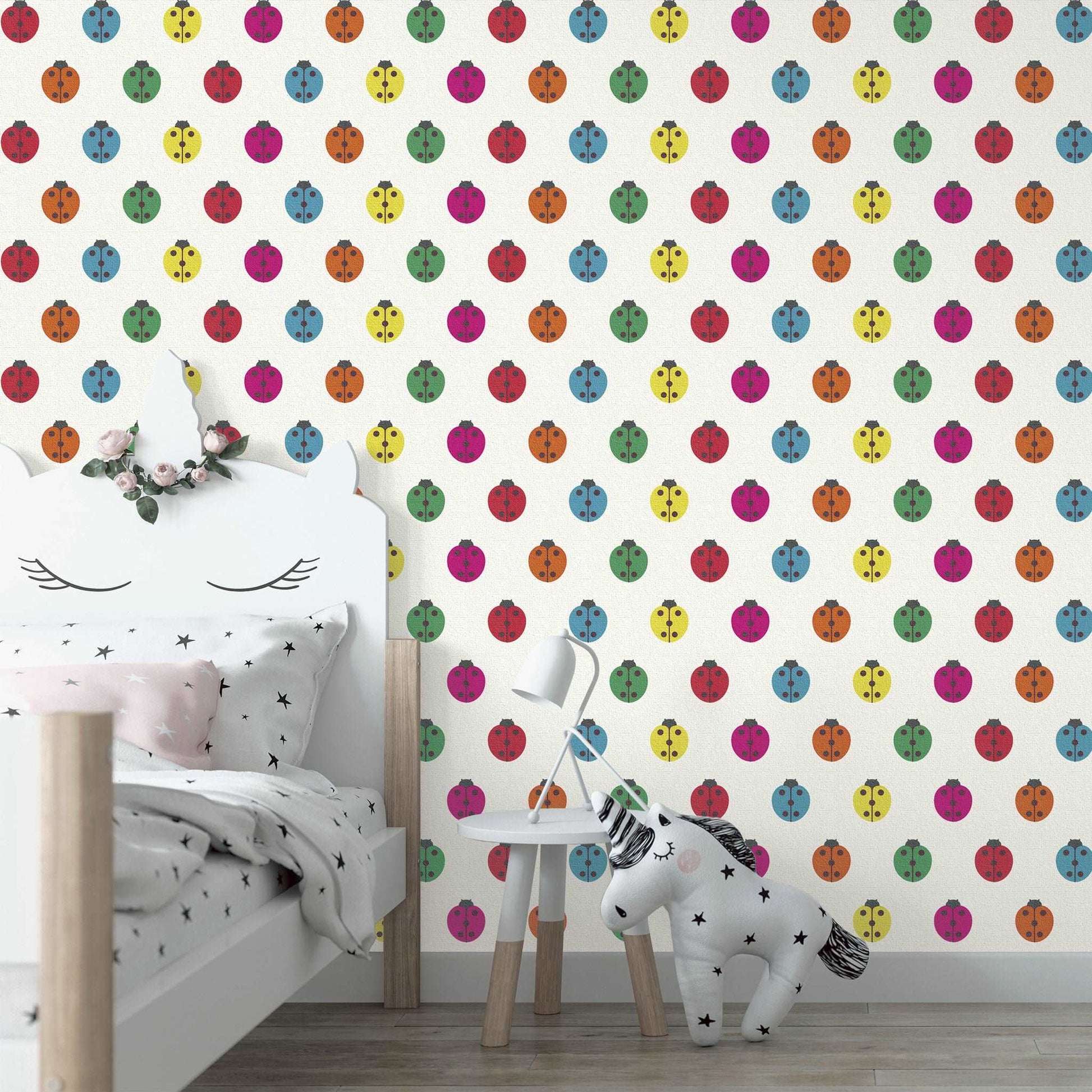 【Linden】ハレルヤシール壁紙 《てんとうむし なないろ》DIY 壁紙 リメイク